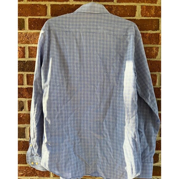 Armani Collezioni Men’s Slim Fit Dress Shirt Blue Check Long Sleeve Size 41/16 - Picture 8 of 8